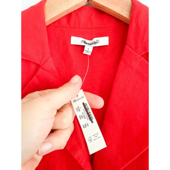 Madewell | NWT Resort-Collar Shirt in 100% Linen in Festival Red | Sz S - Picture 5 of 8
